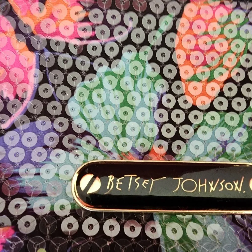 Betsey Johnson multicolor, sequin makeup bag‎
